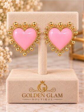 Heart Gold-Tone Sunburst Statement Earrings